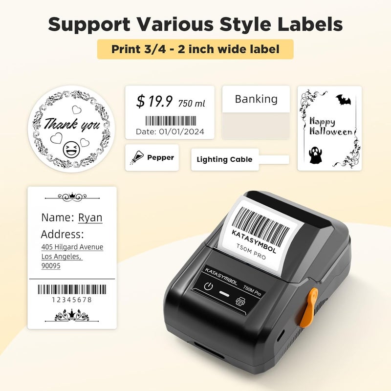 SUPVAN T50M Pro Bluetooth Label Maker Machine with 3 Tapes, Wide Waterproof Label, Versatile App with 40 Fonts and 650+ Icons, Inkless Labeler for Home, Kitchen, School, Office Organization, Black - Image 2